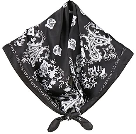 FAIRYGATE Mode Seidenschal Damen Klassischer Streifen Großer Quadratischer Schal 70X70 Pendeln Stil Kopftuch Dekoration Bandana Haarband Seidig Warmer Schal 95005