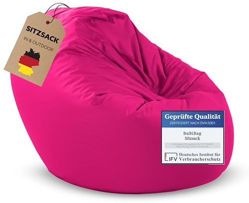 BuBiBag Riesensitzsack, Sitzsack für Erwachsene - Outdoor Sitzsäcke Indoor Beanbag - Sitzkissen für Kinder und Erwachsene (155 cm, Pink)