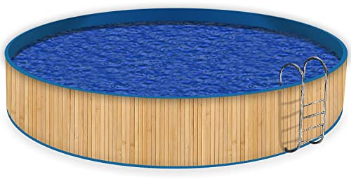 Wallario Pool Verkleidung mit Motiv und Ösen, Umrandung Dekoration, Motiv Holzpanele hell, Größe Höhe 80 cm x L 10m
