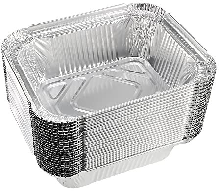 sourcing map 6 x 4.7 Aluminio Papel Sartenes, 15oz Desechables Bandejas Contenedores para Cocina Asar Hornear Cocinar 100uds