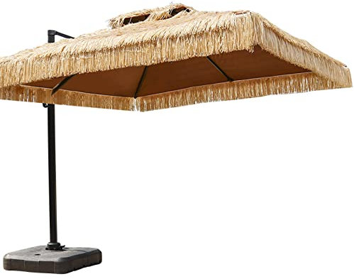 HARICSET Cantilever Parasol Sonnenschirm Ampelschirm Garden Parasol mit Kurbelvorrichtung UV-Schutz Bespannung Sonnenschirm Schirm Gartenschirm Marktschirm(Size:3 * 3m(180kg/base))