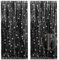 PIGETALE Metallic Tinsel Curtain Party Backdrop, 2pcs 3.2 x 8.2ft Black Foil Fringe Curtains Background, Aluminum Foil Flow Silk Streamers Curtain for Birthday Wedding Halloween Christmas Decorations