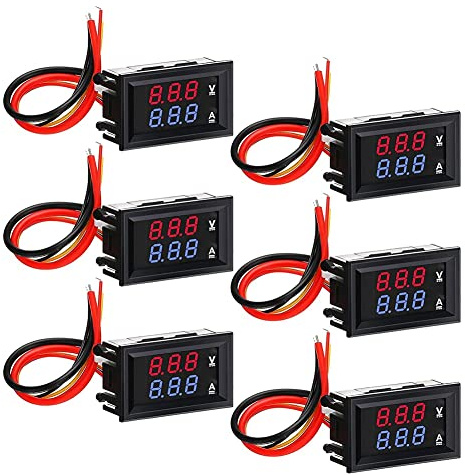 Pvczool 6PZ Voltmetro Digitale Amperometro DC 100V 10A LED Blu Rosso Tester di Tensione di Corrente Tester Doppio Pannello di Visualizzazione per Automobile