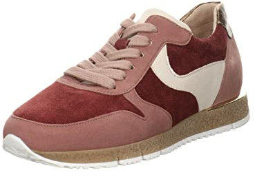 Gabor Damen Sneaker Schuhe Sneaker Lederkombination Sport Halbschuhe Gemustert rosa Velours-Leder geschnürt