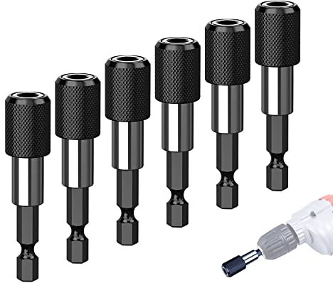 6 Stück Bithalter Magnetisch, Schnellwechsel-Bithalter Set, Impact Schwenkbarer Bithalter, 1/4 60mm Sechskantschaft Universal Bithalter，von Makita, Metabo, Bosch, Dewalt