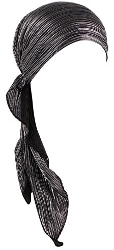 Unbekannt Kopftuch Damen Turban Elegante Elastic Headwrap Bandana Kopfbedeckung Slouch Mütze Für Chemo Haarausfall Krebs Chemotherapie Haarverlust Schwarz