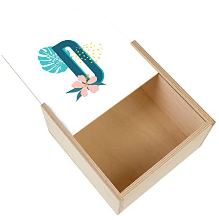 Fabulous D Daniela Denise Schachtel aus Holz – Buchstabe Vorname Blumen Tropical Exotisch (11 x 11 x 3,5 cm)