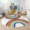 Paco Home Kinderteppich Teppich Kinderzimmer Rund Spielmatte Babymatte Waschbar Bis 30 Grad Sonne Regenbogen Schriftzug Motiv, Grösse:120 cm Rund, Farbe:Bunt 2