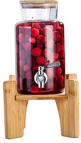 Distributeur de boissons en verre avec robinet, distributeur de jus en verre borosilicaté, résistant au froid et à la chaleur, anti-colmatage, anti-fuite Distributeur de boissons pour cuisine 2L