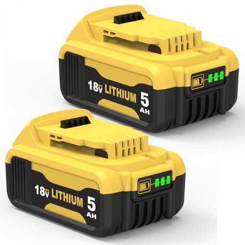 2X 18V 5000 mAh di ricambio per Dewalt la batteria 18V DCB184 DCB180 DCB181 DCB182 DCB200 DCB201 DCB201-2 DCB200-2 DCB204-2 DCB205-2 Compatibile con gli elettroutensili