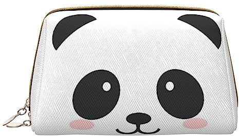 Bunte Blume Leder Make-up Tasche Kleine Reise Kosmetiktasche mit Reißverschluss Make Up Tasche für Frauen, Niedlicher weißer Panda, Einheitsgröße
