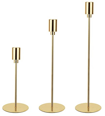 URHELP Kerzenständer Set 3 Stück Kerzenhalter für 20-22mm Dekorative Kerze Stand Gold Zhi (GOLD-3pcs)