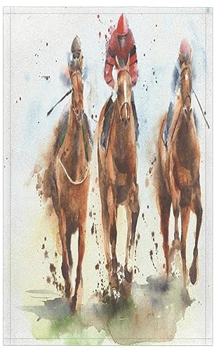 Pferde Reitsport Athleten Küchentücher 6er Set Pferde Druck Küchenhandtuch Weich Saugfähig Trocknen Geschirrtuch für Zuhause Küche Catering Restaurant 45x72cm