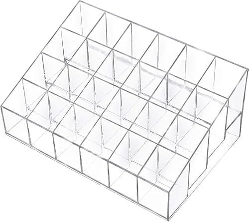 Lippenstift Organizer 24 Fächer Lippenstift-Halter Transparent Lippenstifte Aufbewahrung Acryl Lippenstifthalter Lippenstifte Ständer Kosmetik Organizer Tablett für Lipgloss, Lippenstif, Nagellack