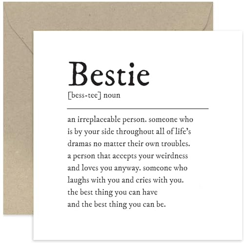 Old English Co. Bestie Definitionskarte für Sie – Lustige Geburtstagskarte für beste Freundin – Dankeskarte für beste Freundin – Thinking of You Trauerkarte für BFF | blanko Umschlag innen