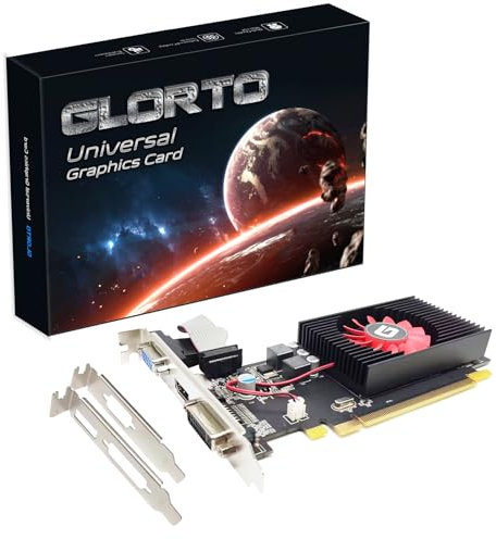 Glorto Radeon HD 5450 1GB DDR3 Low Profile Graphics Card, PCI Express 2.0 x16, HDMI/VGA/DVI, Entry Level GPU for PC, SFF and HTPC