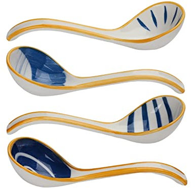 FUWIND Juego de Cucharas de Sopa de CeráMica Cuchara de Sopa Japonesa Cucharas de Sopa de Manejar para Fideos Pho Ramen Arroz para Bola de Masa Wonton