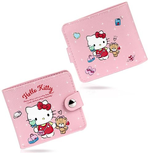 Powmag Geldbörse für Mädchen, Hello Kitty Portmonee Kinder, Geldbeutel Mädchen 11X 9.5 X 2cm,für Mädchen Kinder Geburtstag Party Weihnachten Geschenke