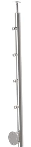Sellon24® Pali in acciaio inox Ø 42,4, altezza 900 mm, con 4 supporti trasversali Ø 12,0, ringhiera V2A, balcone laterale, tubo rotondo per terrazze, piastra di supporto