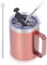 Volhoply 12oz Insulated Leakproof Coffee Mug with Sliding & Straw Lid,Double Wall Vacuum Stainless Steel Travel Tumbler Cup with Handle,Reusable Camping Mugs Keep Cold/Hot(Rose Gold,1 Set)