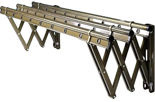 RWCCCRW Airer Wäscheständer zur Wandmontage, einziehbar, platzsparend, zusammenklappbar, lufterweiterbar, für den Innen- und Außenbereich geeignet, Wäscheständer (Farbe: Gold), modisch