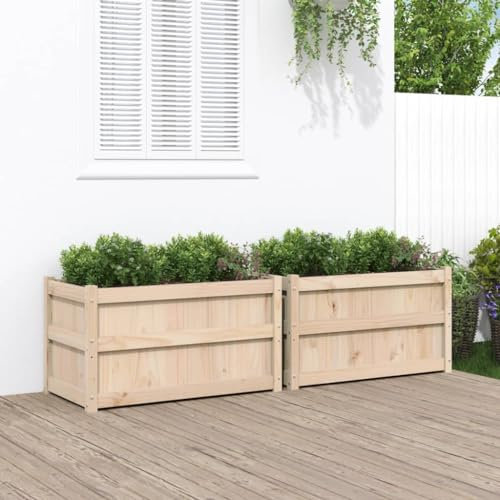 Homgoday Jardinera con rejilla para jardín, 2 unidades, de madera maciza de pino, jardinera de rejilla, para jardín, jardinera de exterior, jardinera balcón Model837460
