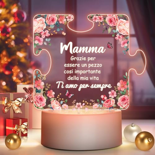 Winzwon Regalo per mamma, Regalo Mamma da figlia figlio, Luce Notturna in Acrilico, Regalo Mamma Compleanno, Idee Regalo per Mamma, Regalo Natale Mamma, Regalo festa della mamma