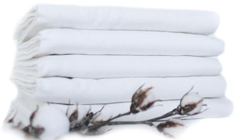 FENSILO Moltontücher, 5er Pack-Flanellwindeln aus 100% Baumwolle-80x80cm,Moltonwindel Spucktücher Baby, Spucktuch Flanell Moltontuch Unisex Spucktücher für Jungen oder Mädchen wit