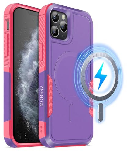 MOBESV Magnetisch Hülle für iPhone 11 Pro Max 6,5 Zoll, Handyhülle kompatibel mit MagSafe, Matte Stoßfeste Cover, Helllila