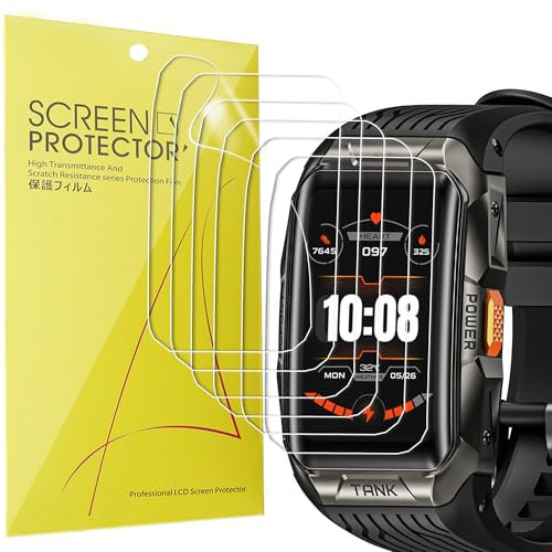 Blueshaweu Lot de 6 films de protection d'écran en TPU transparent flexible pour montre intelligente KOSPET Tank X2 Smartwatch, transparent