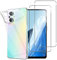 NOVAGO Compatible avec Oppo Reno 8 Lite 5G -Pack Complet- Coque Résistante Transparente + 2 Films Protection écran Verre trempé