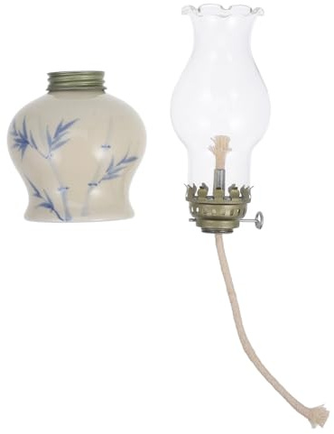 Zerodeko Vintage Öllampe aus Keramik und Glas für Notbeleuchtung | 1 Stück, Nachfüllbares Design, für Draußen und Wohnraumdeko, Klassischer Stil mit Zeitloser Eleganz