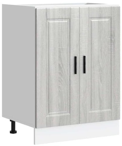 vidaXL Mueble bajo de Cocina Porto Gris Sonoma Madera reconstituida, Mueble bajo de Fregadero, Mueble bajo de Cocina con Puerta, Mueble bajo de Fregadero
