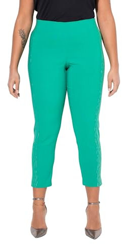 MIAMODA Damen große Größen Übergrößen Plus Size Bengalin-Hose, elastischer Slim Fit, Metallic-Druck Farn 48 834011458-48