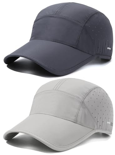 TAGVO 2 Paquetes de Gorra de béisbol de Secado Rápido para Hombre Mujere, Transpirable Malla Grande Plegable Ligero Protección Solar Deporte Correr Gorras Sombrero, Casual Unisex Baseball Cap
