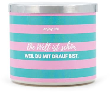 Mad Candle Duftkerze im Glas mit Deckel | Die Welt ist schön | Geschenk für Frauen | Duftkerze Frisch | Kerze lange Brenndauer bis zu 60h