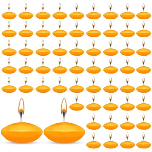 HA BIN 60 Stück Orange Schwimmkerzen, 3.8 cm Schwimmkerzen, für Hochzeiten, romantische Nächte, Junggesellinnenabschiede, Dekorationen (Orange)