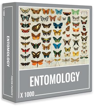 Cloudberries Entomology Jigsaw Puzzle, 1000 Piece Insect Puzzle for Adults, Beautiful Vintage Illustrations of Butterflies and Moths, With Bug Identification Poster