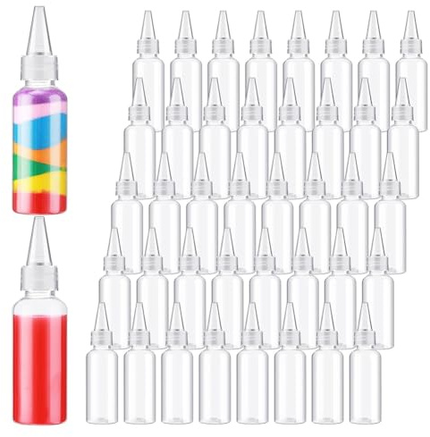 Correa 1.7 Oz Plastic Squeeze Bottles for Paint Crafts Empty Sand Art Supplies with Leak-Proof Top Caps Writer Bottles for Arts A