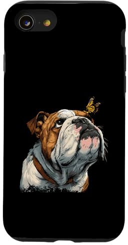 Englische Bulldogge und Schmetterling Hülle für iPhone SE (2020) / 7/8