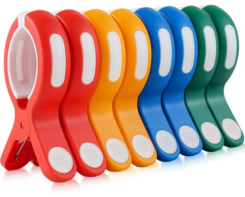 8 Pcs Large Beach Towel Clips for Sun Loungers, Sunbed Towel Clips, Beach Pegs Sunbed Clips for Towels, Strong Grip Clothes Pegs for Sun Lounger, Laundry, Sunbeds,Pool Chairs, Beach, Pool, Garden