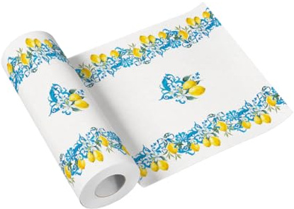 PAW Stoffähnliche Tischläufer 40 cm x 5 m - Zitrus-Barock | Festliche Tischdeko für Kommunion, Hochzeit, Geburtstag und Taufe, aus Airlaid-Material, saugstark, individuell zuschneidbar