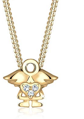 Elli Halskette Kinder Engel mit Kristalle in 925 Sterling Silber vergoldet