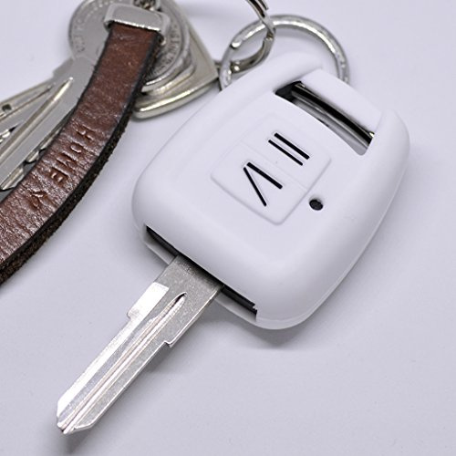 Soft Case Silikon Auto Schlüssel Schutz Hülle Weiß kompatibel mit Opel Zafira A Astra G Vauxhall