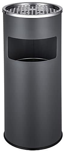 TecTake Cenicero de pie robusto 30 L cubo de basura papelera con depósito | (diámetro x alto): 25 x 61 cm (antracita | no. 402283)
