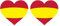 Bc Corona 2 Einheiten. Spanien Flagge Aufkleber Herz 5 x 4,5 cm (jeder)