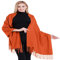 CJ Apparel Orange Dickes Einfarbiges Design Baumwollmischung Schal Zweite Wahl Schultertücher Wrap Pashminas NEU