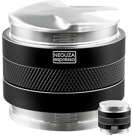NEOUZA 53mm Kaffeeverteiler & Sabotage 2 in 1, Lasermarkierungsskala, Doppelkopf-Kaffeewaage Passend für 54mm Breville Siebträger, einstellbare Tiefe, vier Lüfter