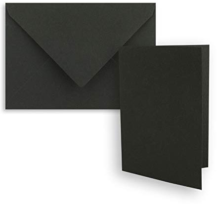 FarbenFroh by GUSTAV NEUSER 25x Faltkarten DIN A7-10,5 x 7,4 cm - mit Umschlägen DIN C7 in Kraftpapier Schwarz - Kleine Doppelkarten blanko zum Selbstgestalten und Bedrucken