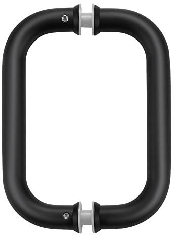 Maniglia a C a doppia faccia per porta scorrevole in vetro senza cornice, acciaio inossidabile 304, colore nero opaco, adatta per vetri di 8-12 mm, interasse 15,2 cm, ideale per bagni, doccia, spa.